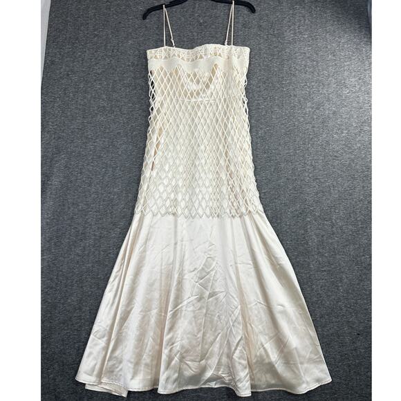 Miss Rosier Mesh Layered Dress Size Large Sleeveless Ivory Cream NEW - Picture 2 of 6